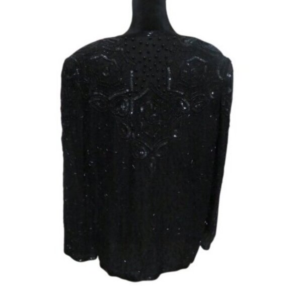 Adrianna Papell Evening 100% Italian Silk Hand Beaded Jacket Medium 10 Vintage - Picture 4 of 7